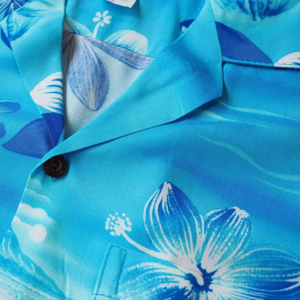 Aurora Blue Hawaiian Rayon Shirt – Authentic Hawaiian Rayon Men's Shirts by Lavahut