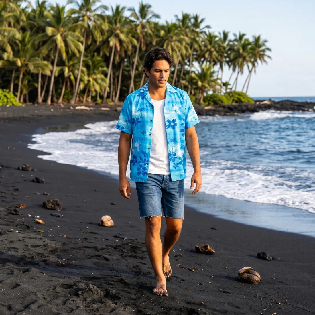 Aurora Blue Hawaiian Rayon Shirt - Made in Hawaii