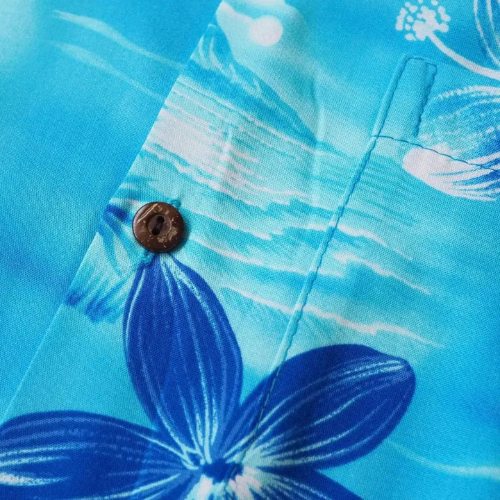 Aurora Blue Hawaiian Rayon Shirt - Made in Hawaii