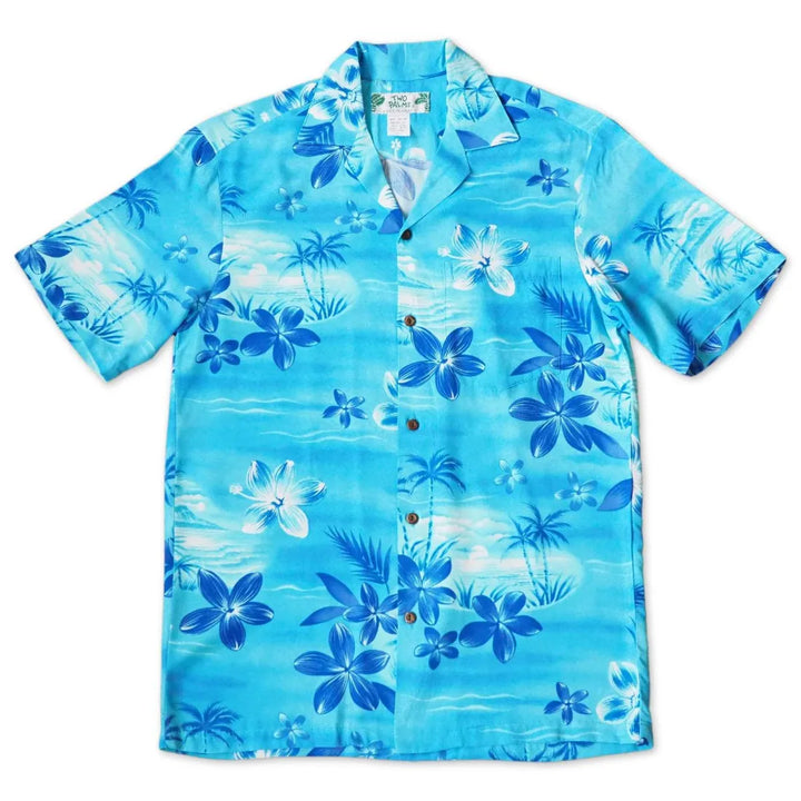 Aurora Blue Hawaiian Rayon Shirt - Made in Hawaii