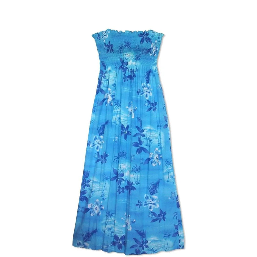 Aurora Blue Maxi Hawaiian Dress – Authentic Hawaiian Long Dresses by Lavahut