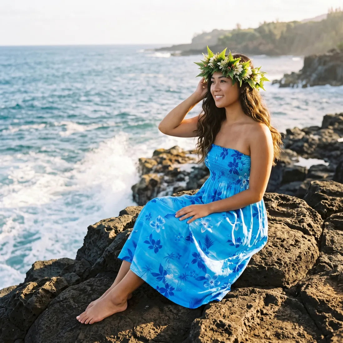 Aurora Blue Moonkiss Hawaiian Dress - Made in Hawaii