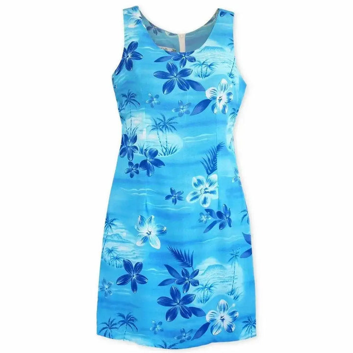 Aurora Blue Short Hawaiian Tank Dress Made in Hawaii