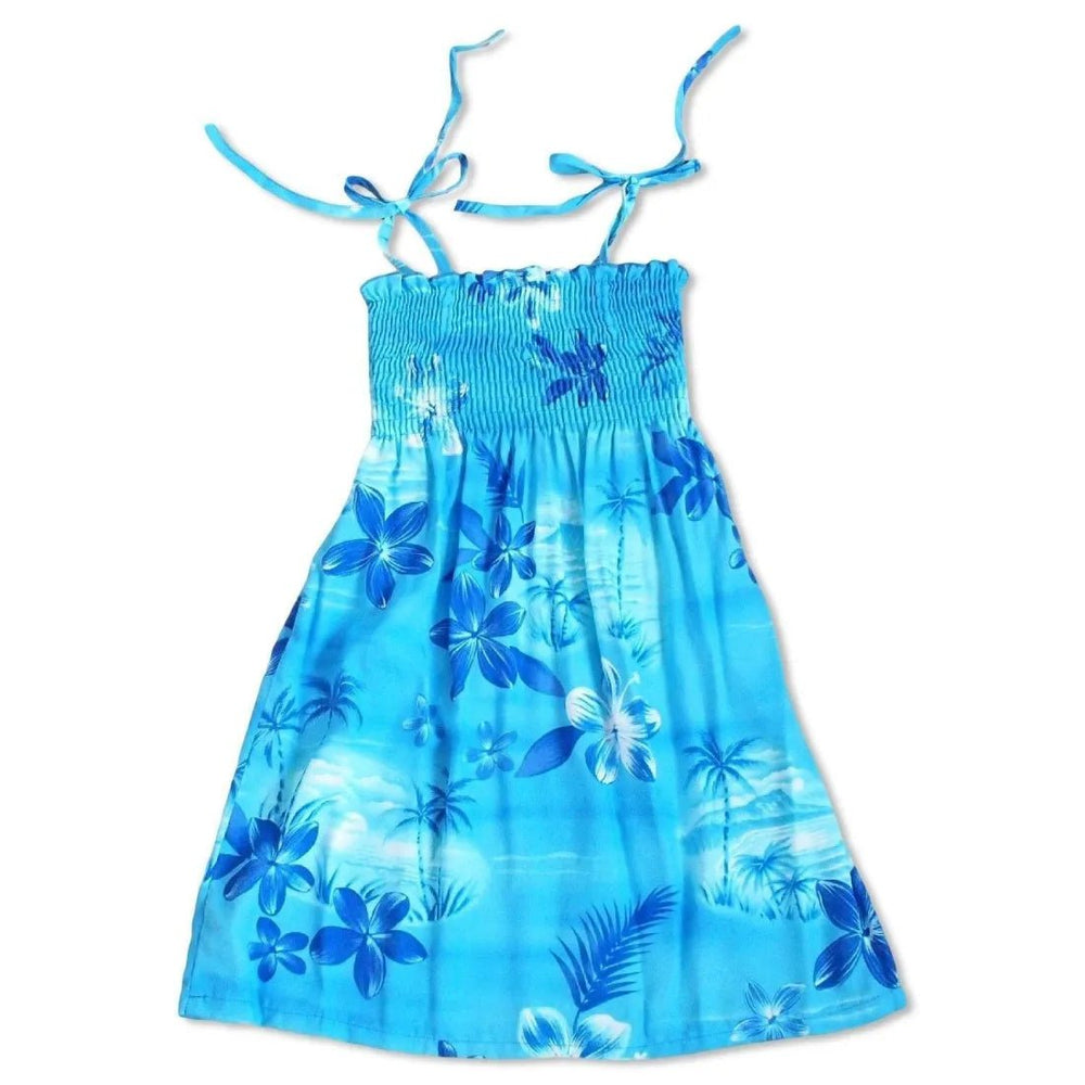 Aurora Blue Sunkiss Hawaiian Girl Dress – Authentic Hawaiian Girl's Hawaiian Dresses by Lavahut
