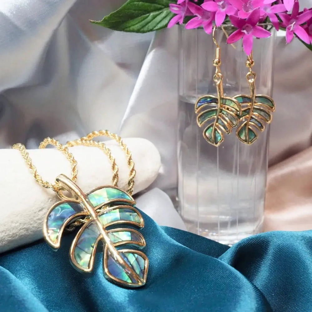 Aurora Monstera Leaf Pendant Hawaiian Necklace – Authentic Hawaiian Necklaces by Lavahut