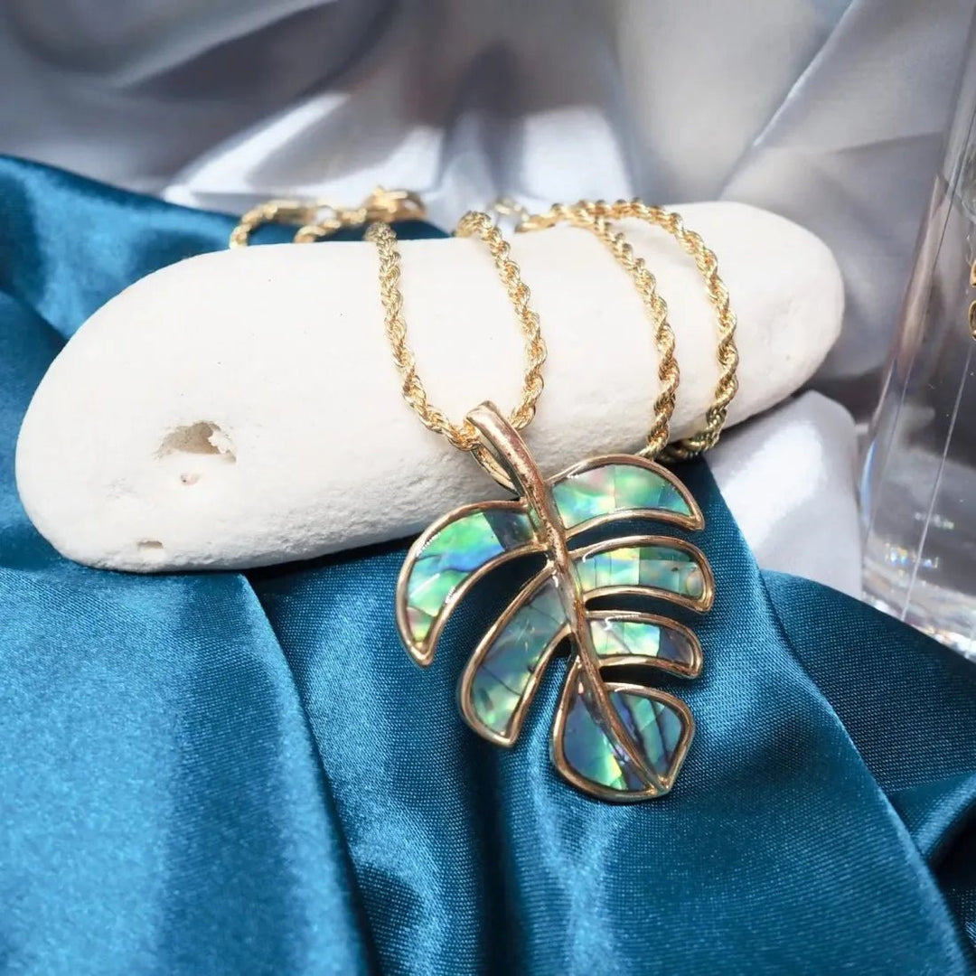 Aurora Monstera Leaf Pendant Hawaiian Necklace – Authentic Hawaiian Necklaces by Lavahut