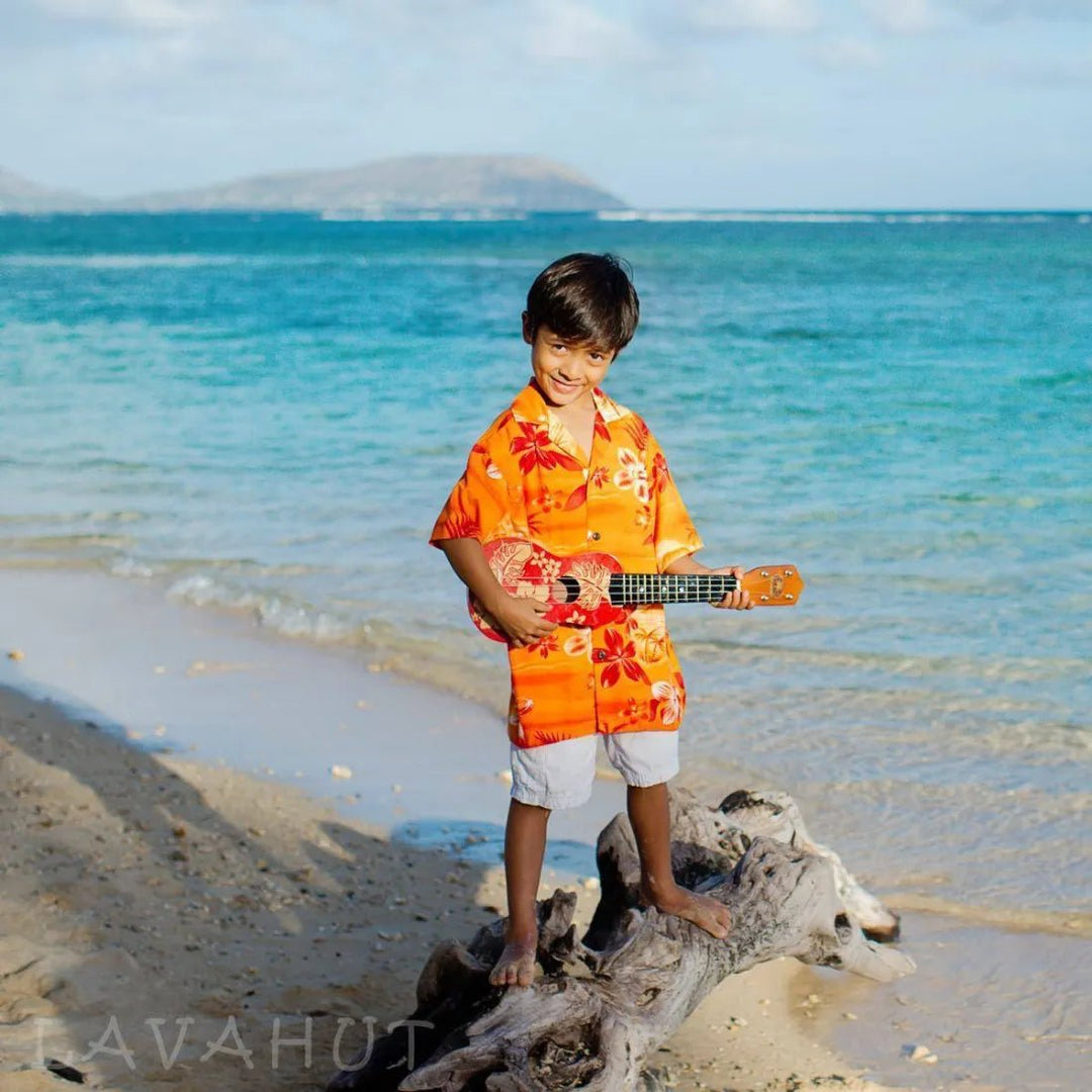 Aurora Orange Hawaiian Boy Shirt – Authentic Hawaiian Boy's Hawaiian Shirts by Lavahut