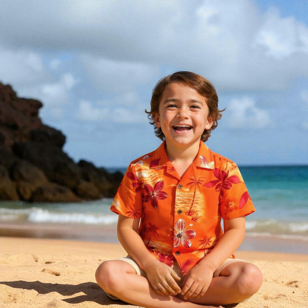 Aurora Orange Hawaiian Boy Shirt - Made in Hawaii