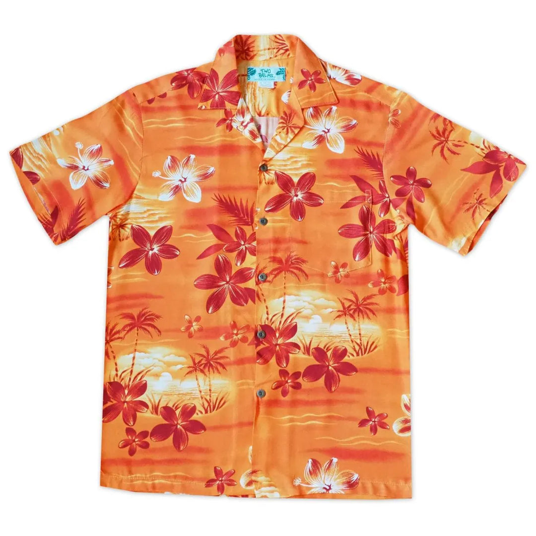 Aurora Orange Hawaiian Rayon Shirt - Made in Hawaii