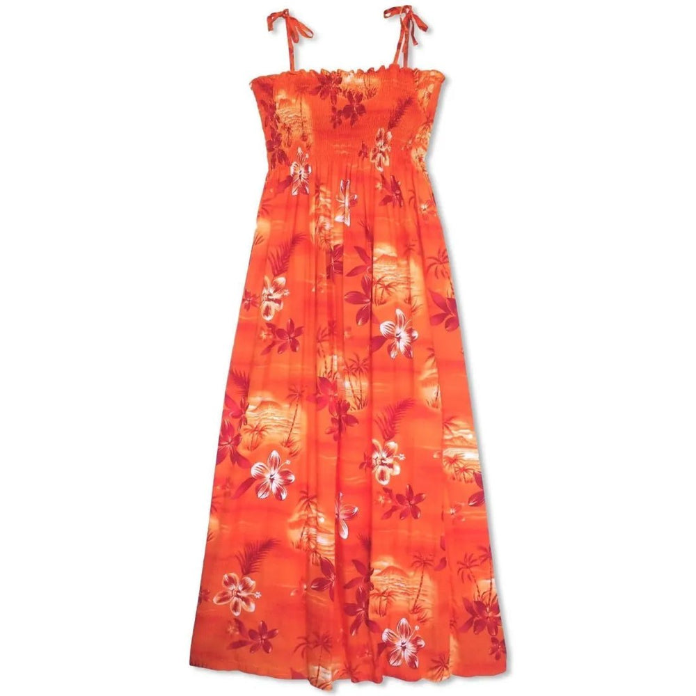 Aurora Orange Maxi Hawaiian Dress – Authentic Hawaiian Long Dresses by Lavahut