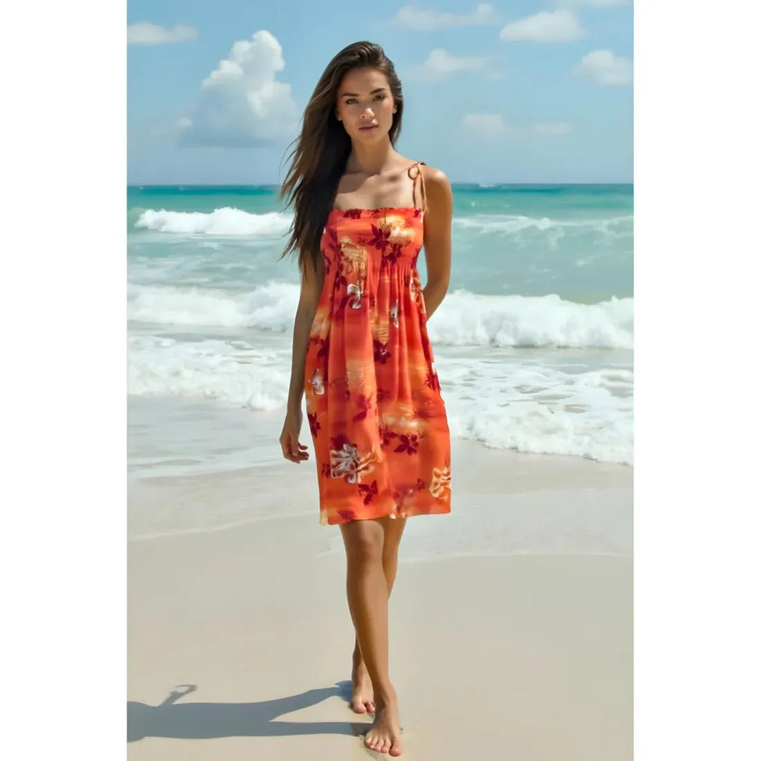 Aurora Orange Moonkiss Hawaiian Dress – Authentic Hawaiian Short Dresses by Lavahut
