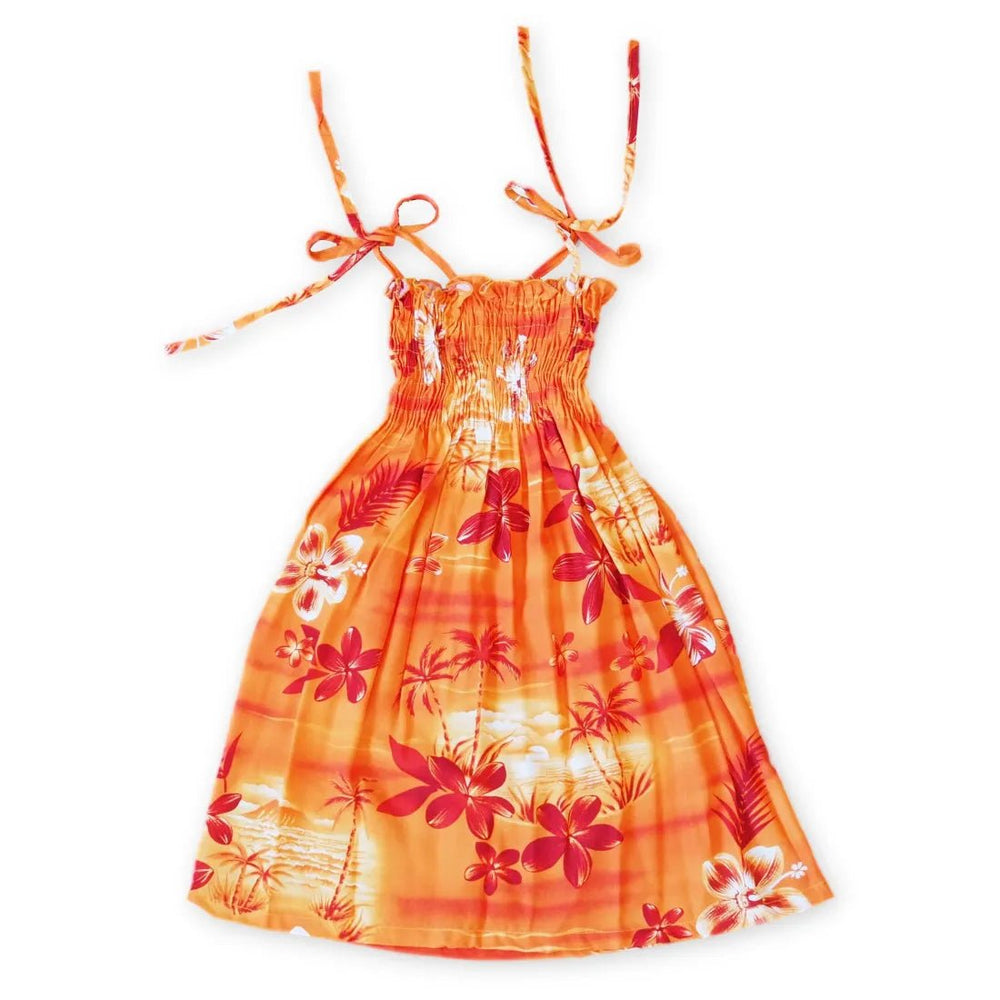 Aurora Orange Sunkiss Hawaiian Girl Dress – Authentic Hawaiian Girl's Hawaiian Dresses by Lavahut
