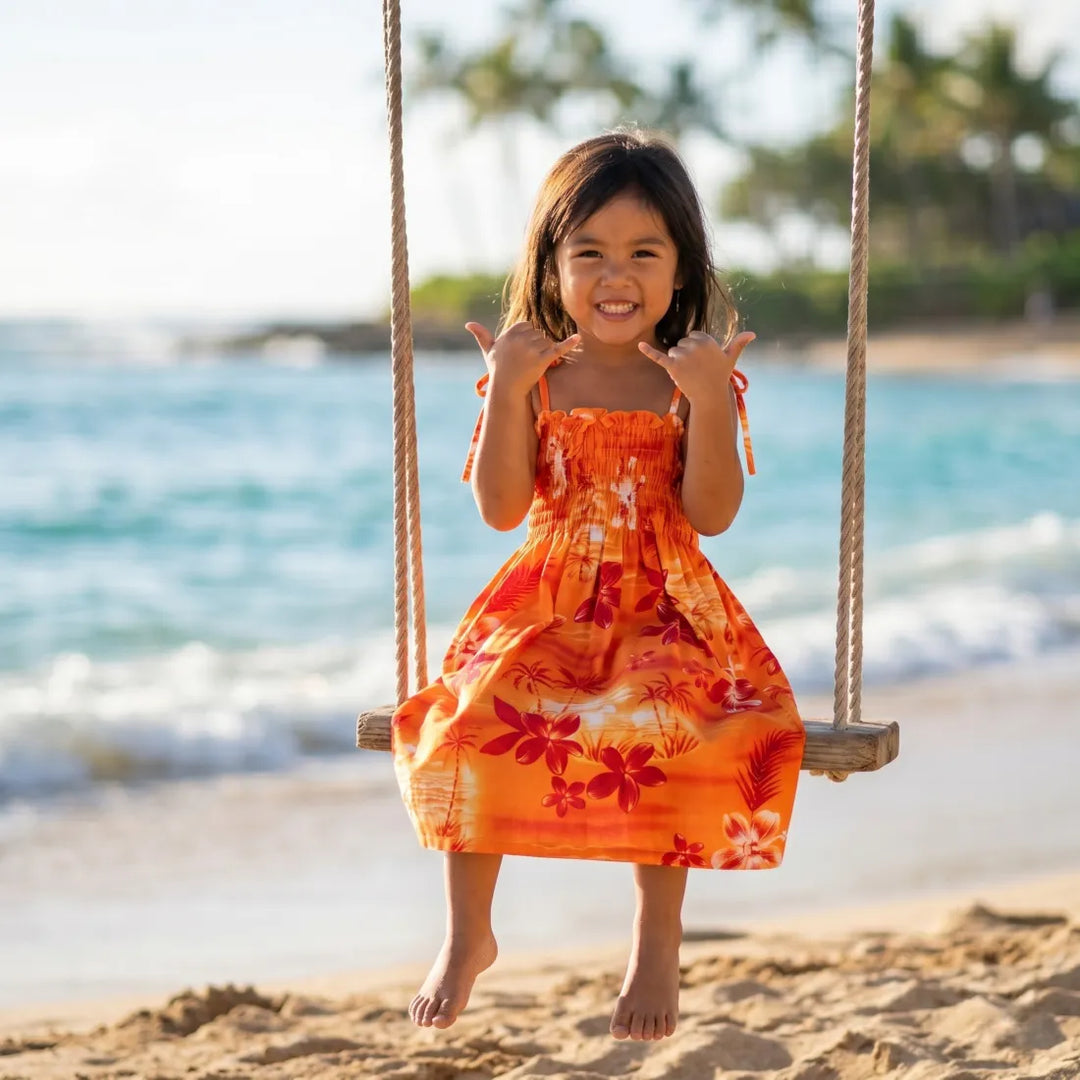 Aurora Orange Sunkiss Hawaiian Girl Dress - Made in Hawaii
