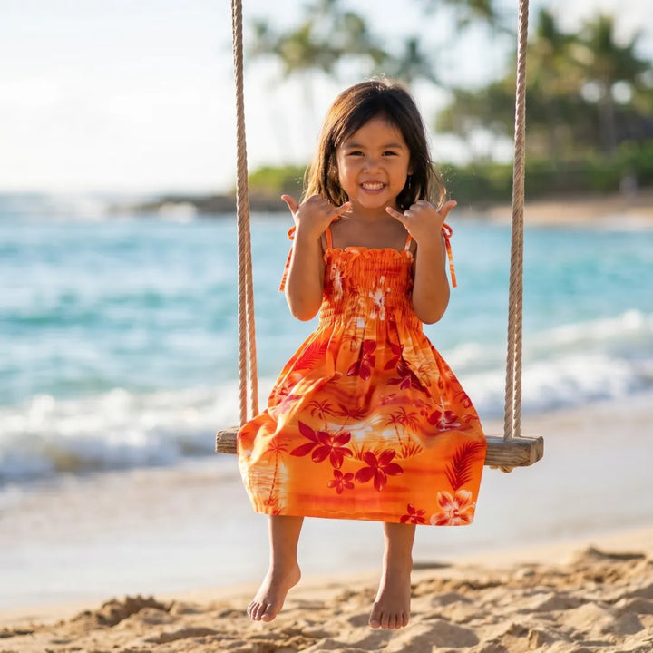 Aurora Orange Sunkiss Hawaiian Girl Dress - Made in Hawaii