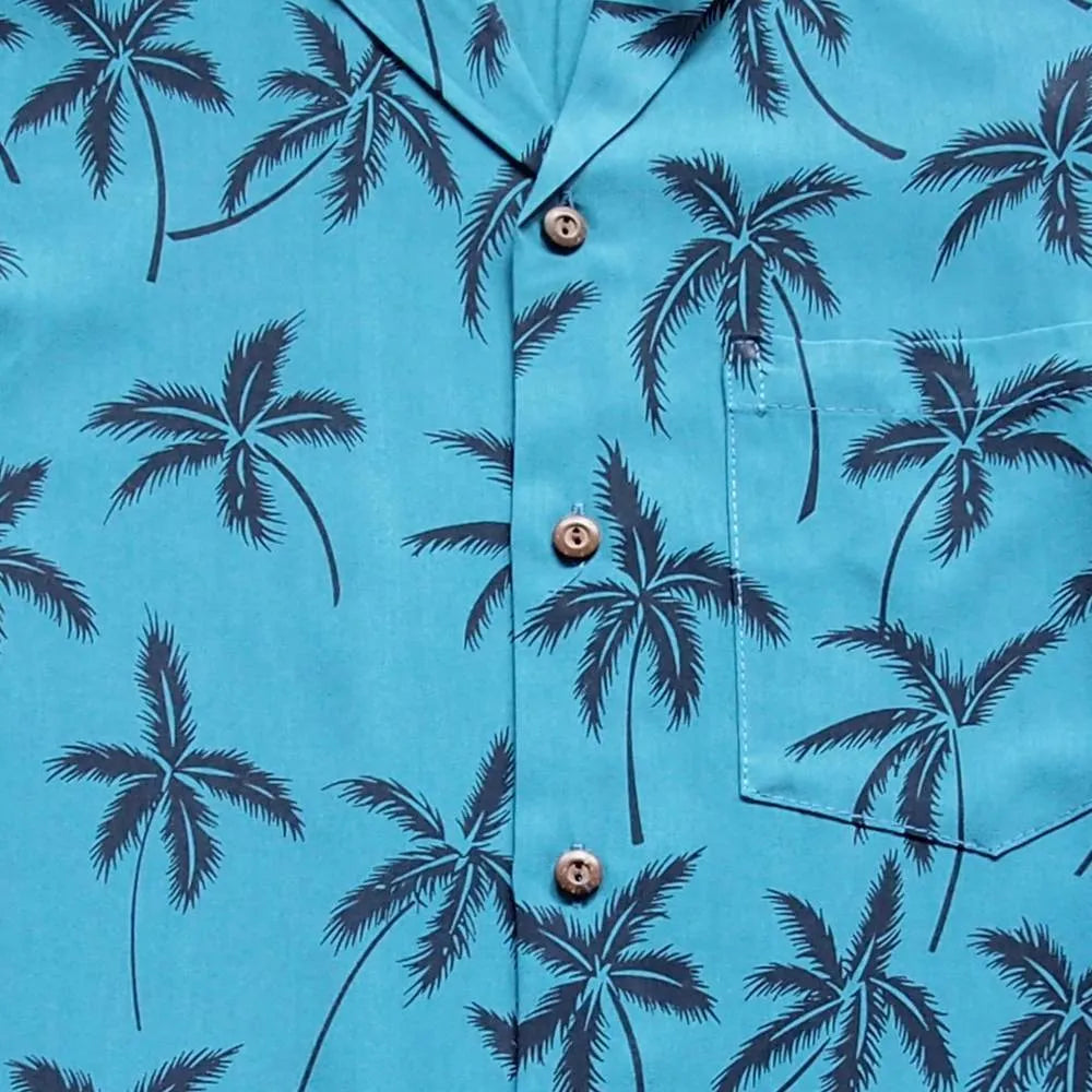 Balmy Blue Hawaiian Rayon Shirt - Made In Hawaii