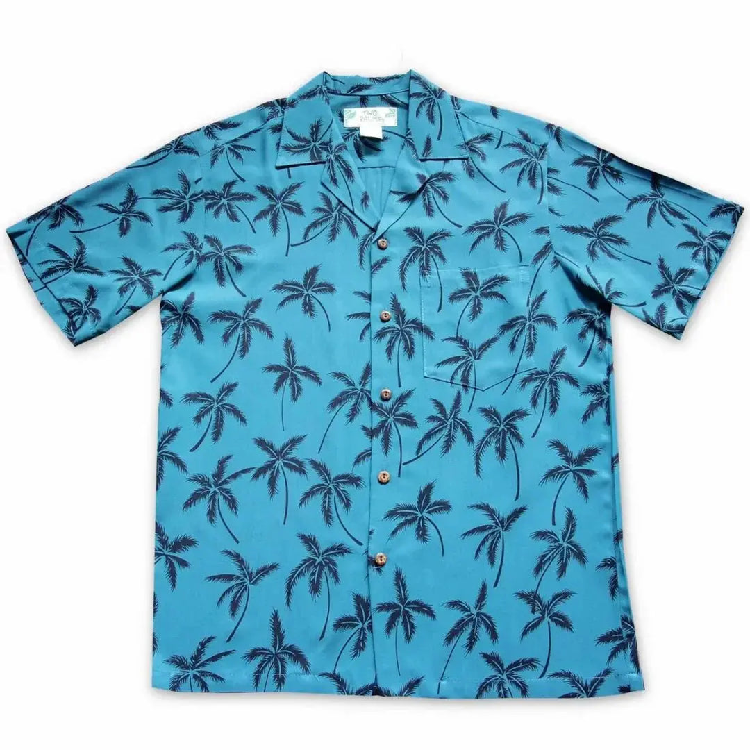 Balmy Blue Hawaiian Rayon Shirt Made in Hawaii