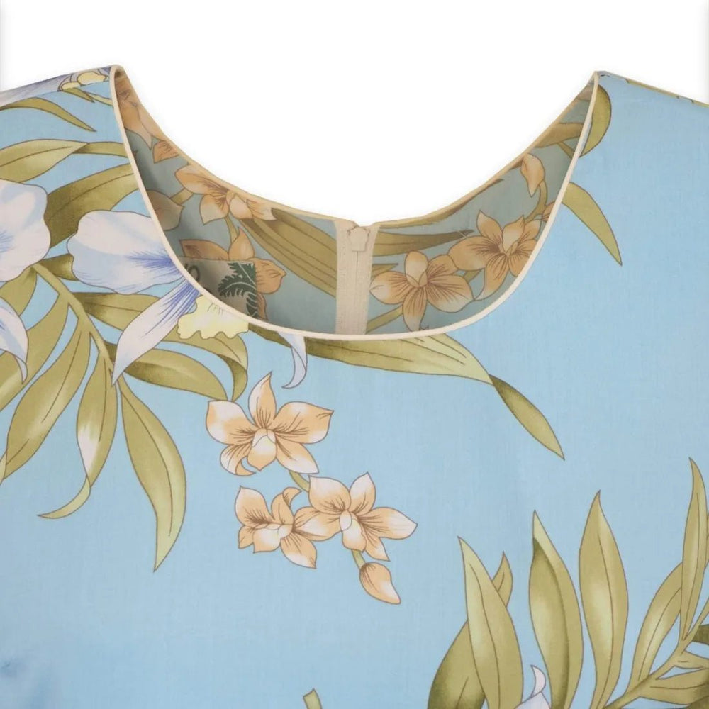 Bamboo Orchid Baby Blue Laka Hawaiian Dress – Authentic Hawaiian Women's Dress by Lavahut