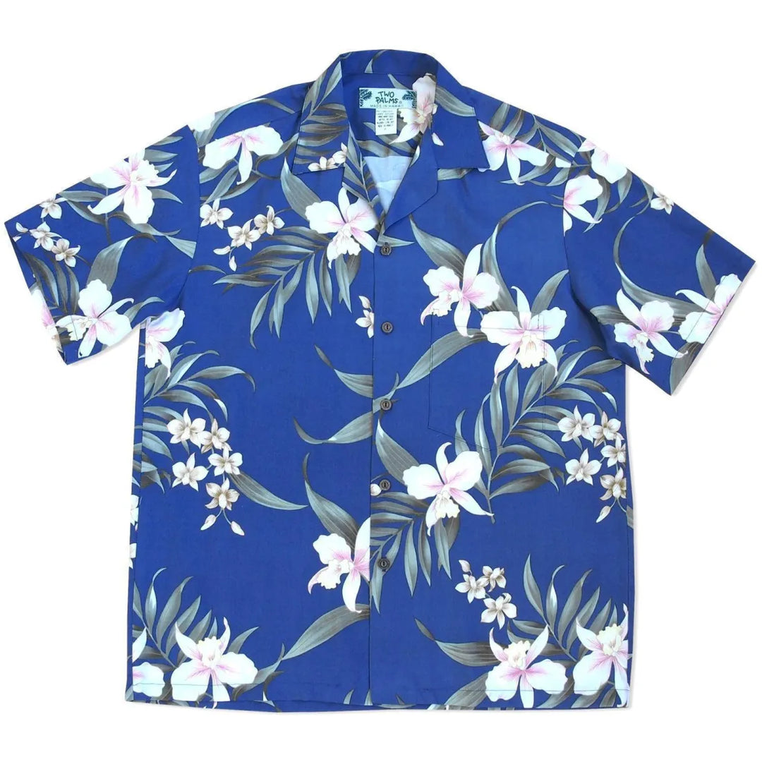 Bamboo Orchid Blue Hawaiian Rayon Shirt - Made in Hawaii