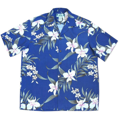 Bamboo Orchid Blue Hawaiian Rayon Shirt - Made In Hawaii