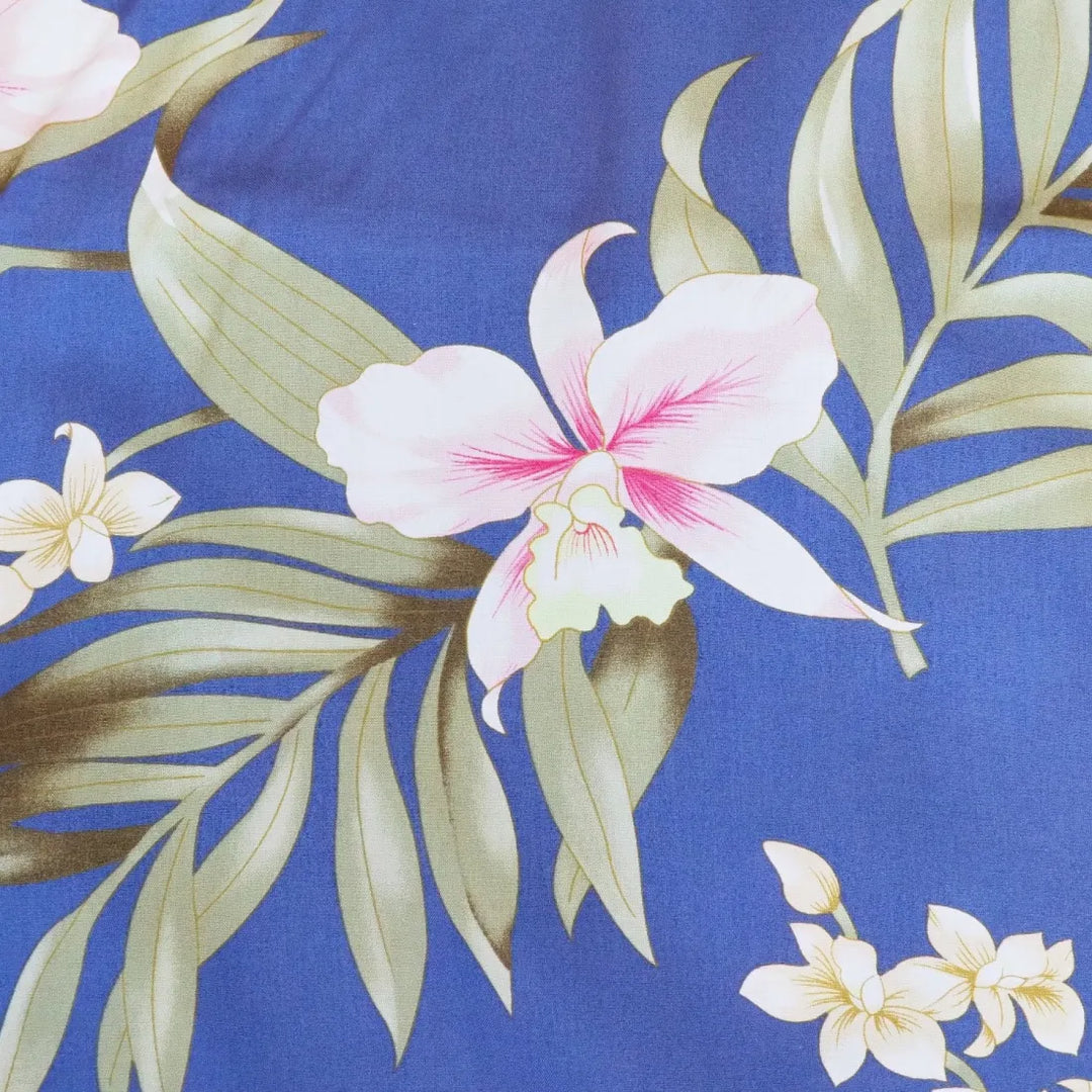 Bamboo Orchid Blue Lady’s Hawaiian Rayon Blouse - Made in Hawaii