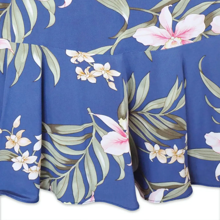 Bamboo Orchid Blue Laka Hawaiian Dress - Made in Hawaii