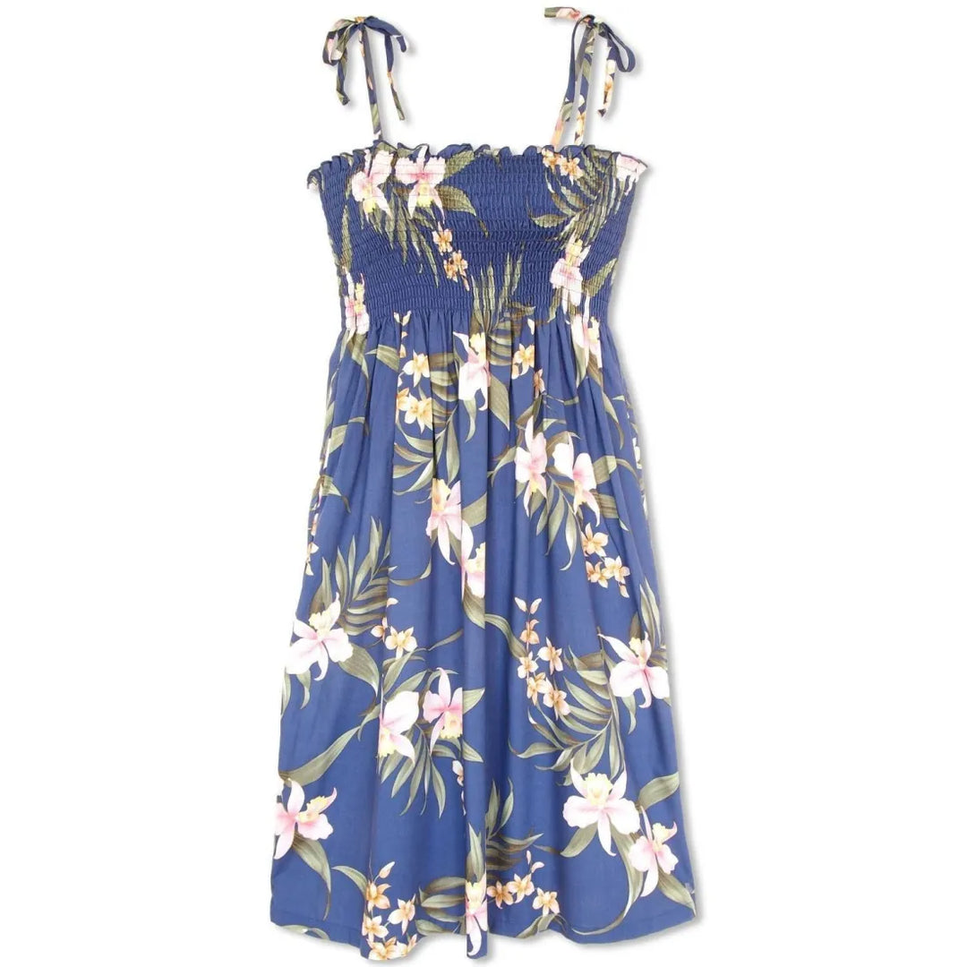 Bamboo Orchid Blue Moonkiss Hawaiian Dress - Made in Hawaii