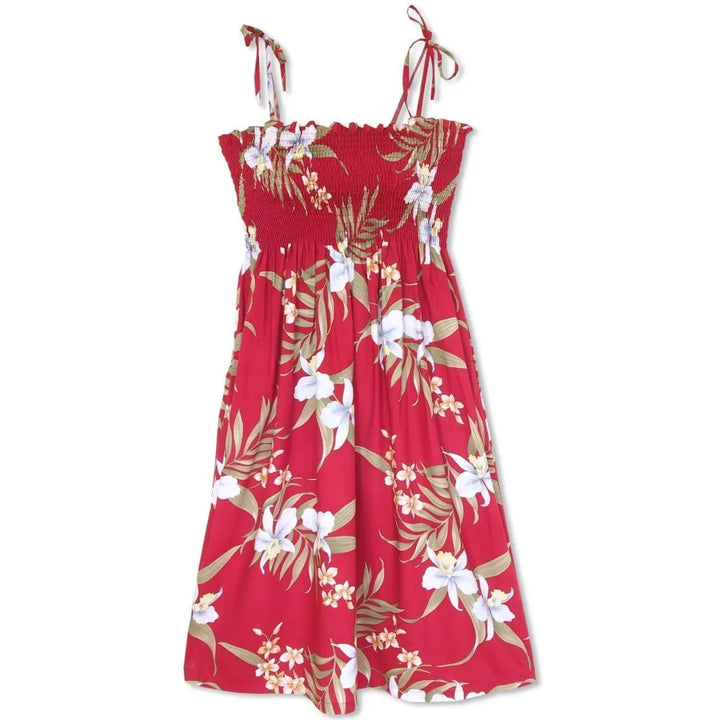 Bamboo Orchid Red Moonkiss Hawaiian Dress - Made in Hawaii