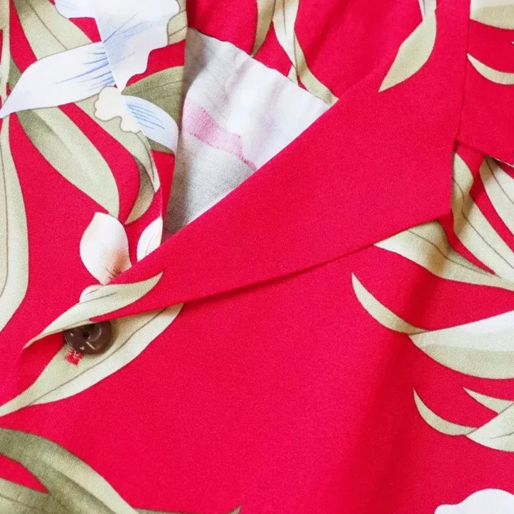 Bamboo Orchid Red Women’s Hawaiian Rayon Shirt - Made in Hawaii