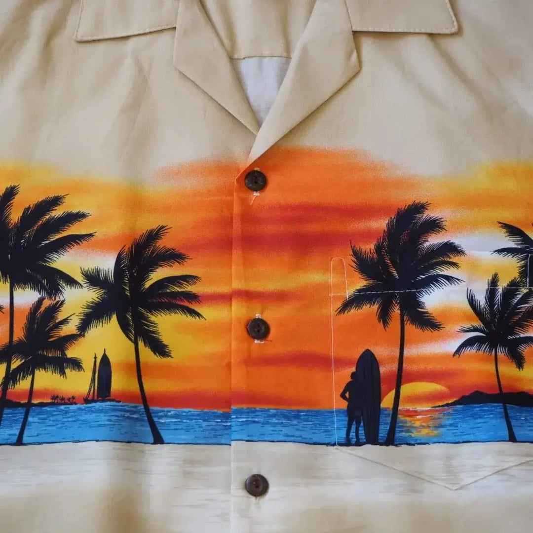 Banzai Tan Hawaiian Border Shirt - Made in Hawaii