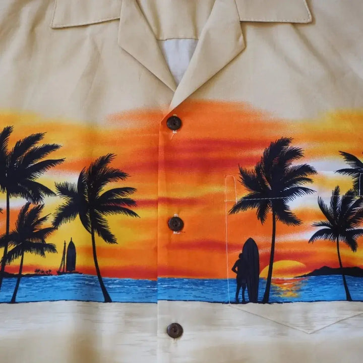 Banzai Tan Hawaiian Border Shirt - Made in Hawaii