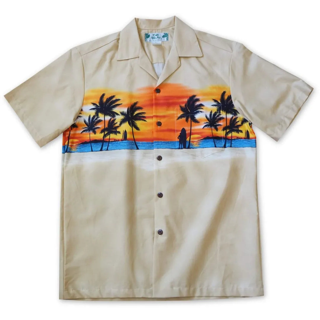 Banzai Tan Hawaiian Border Shirt - Made in Hawaii