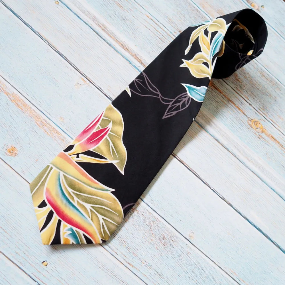 Black Bird of Paradise Hawaiian Necktie - Made in Hawaii