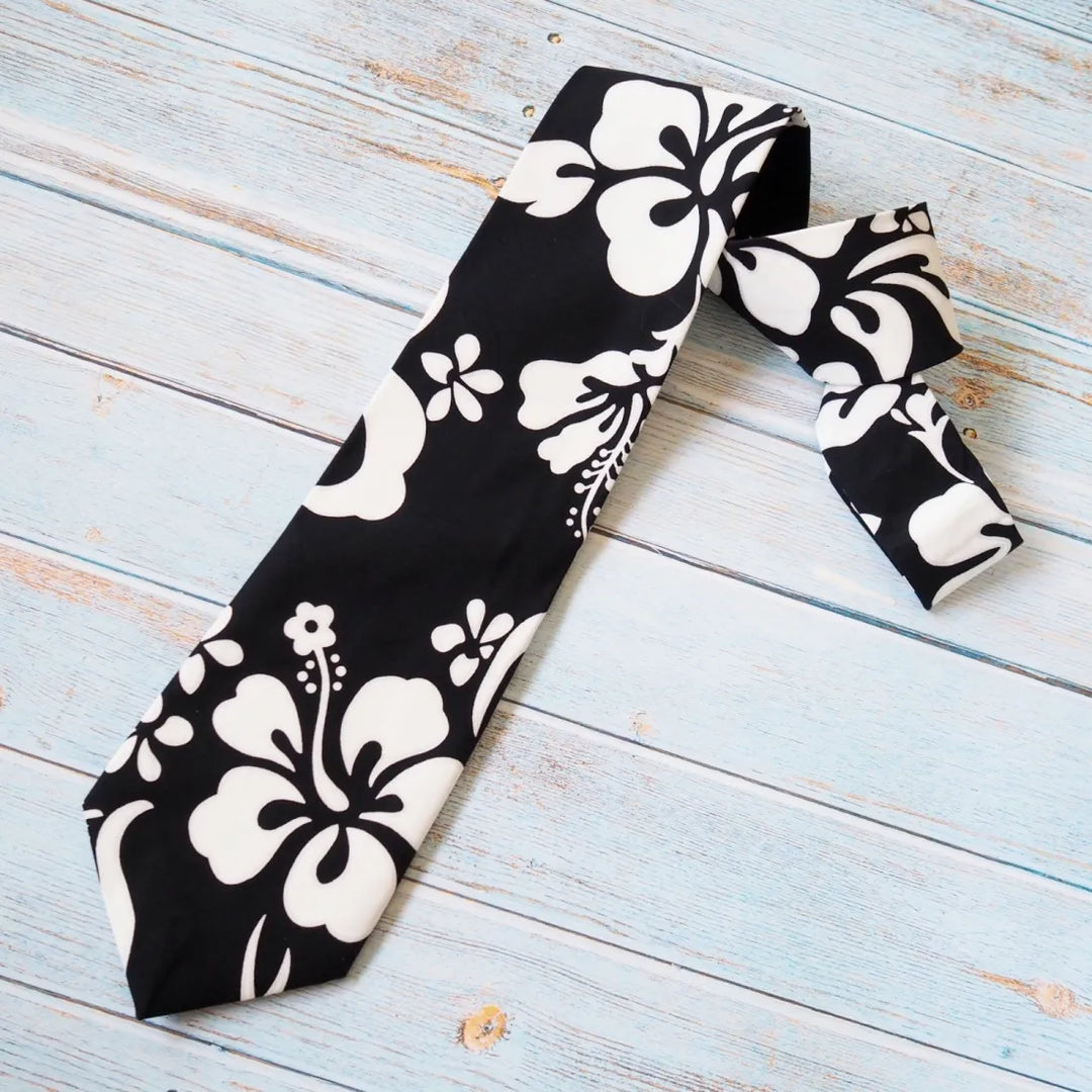 Black Haleiwa Hawaiian Necktie - Made in Hawaii