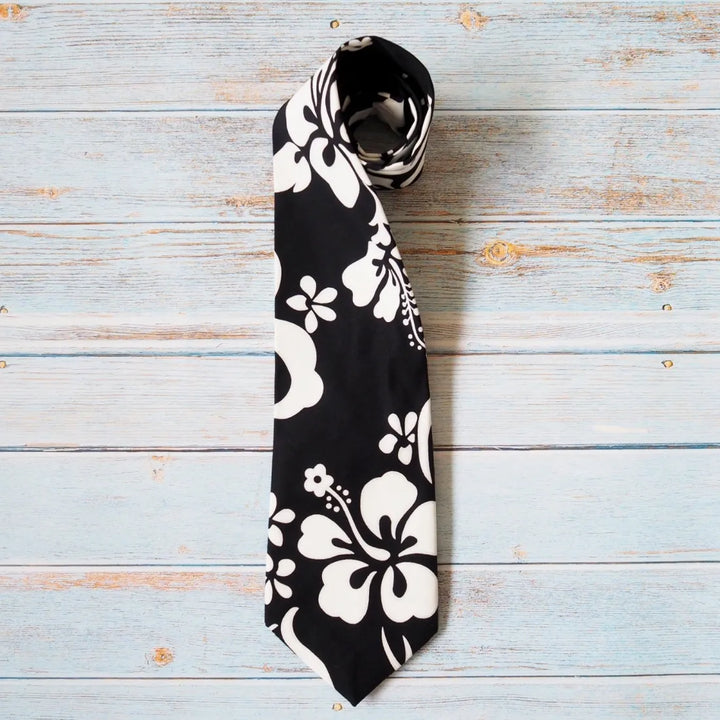 Black Haleiwa Hawaiian Necktie - Made in Hawaii