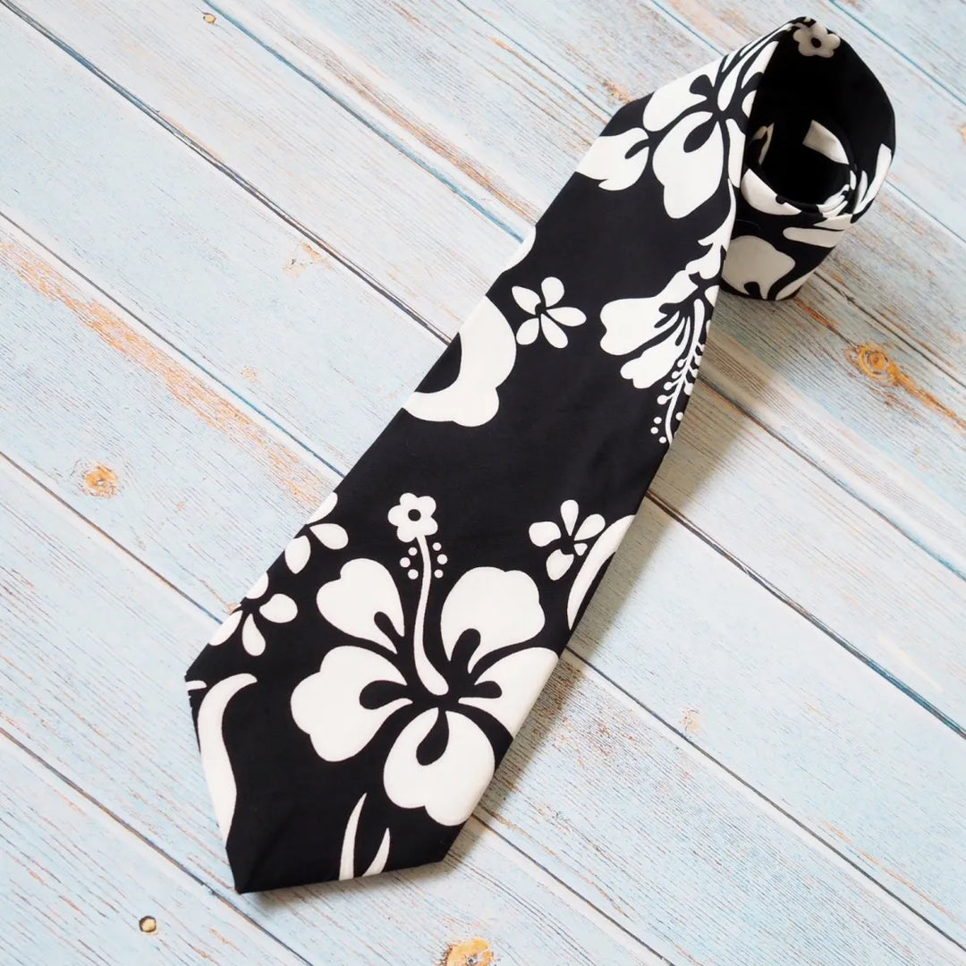 Black Haleiwa Hawaiian Necktie - Made in Hawaii