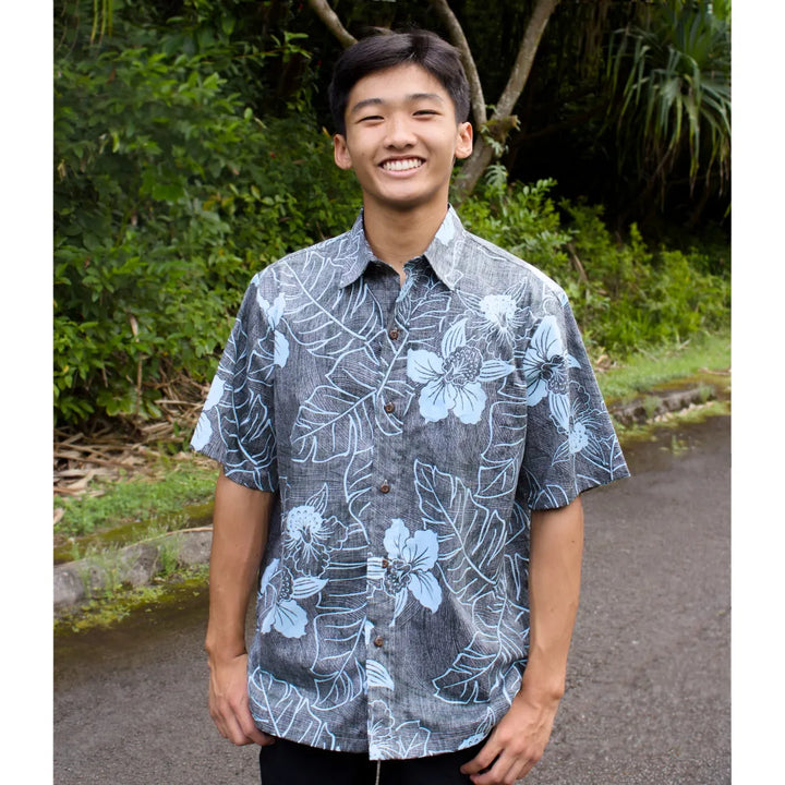 Black Ka’anapali Hawaiian Reverse Shirt - Made in Hawaii