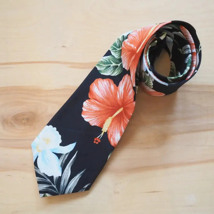 Black Ke’e Hawaiian Necktie - Made in Hawaii