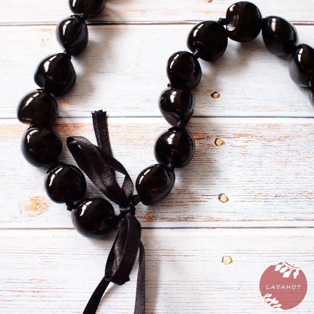 Black Kukui Nut Hawaiian Lei - Made in Hawaii