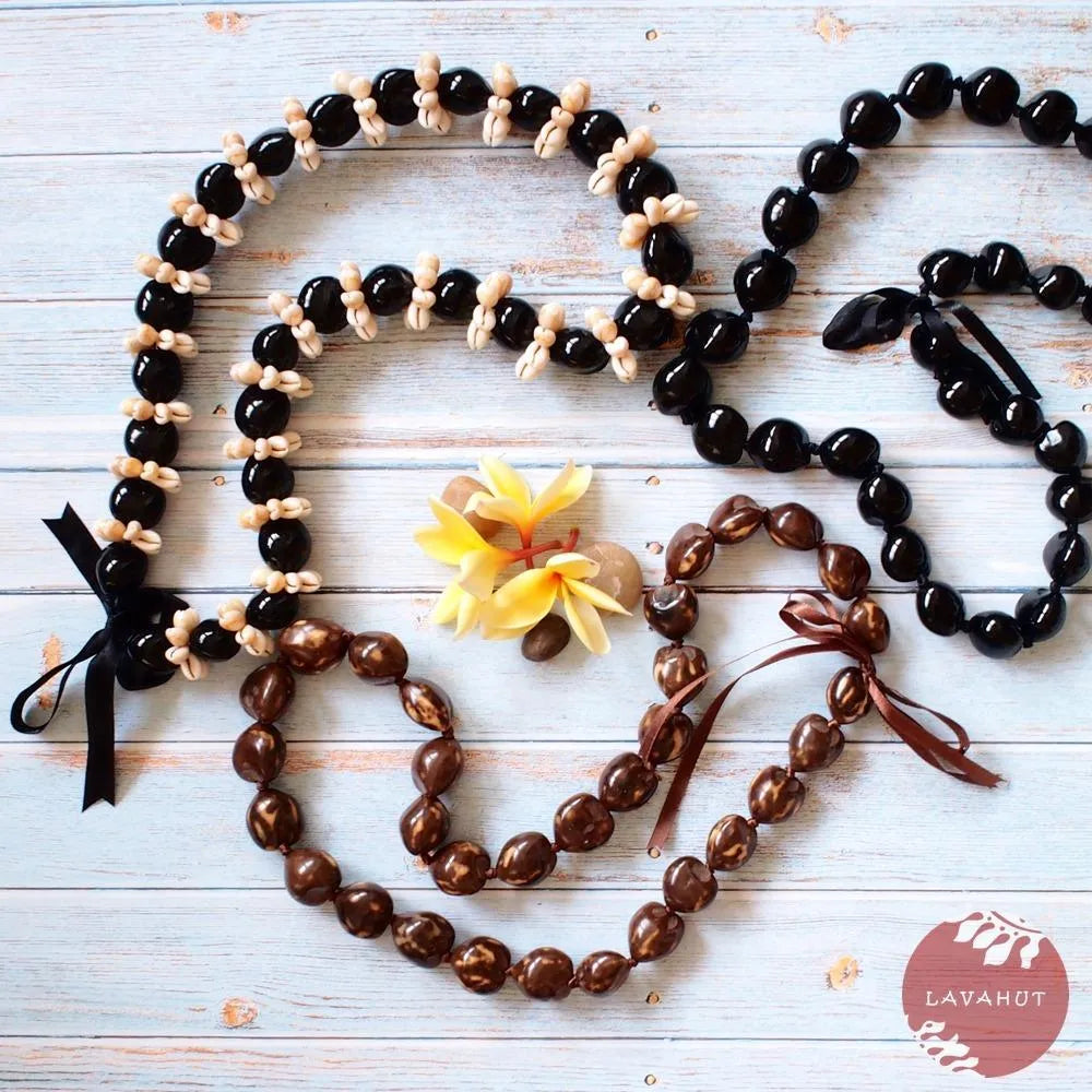 Black Kukui Nut Hawaiian Lei - Made in Hawaii