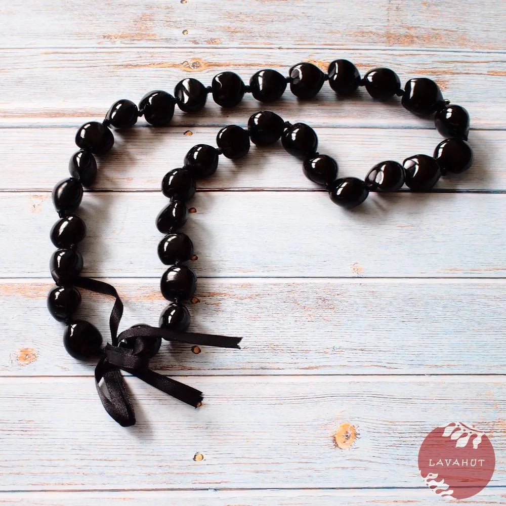 Black Kukui Nut Hawaiian Lei - Made in Hawaii