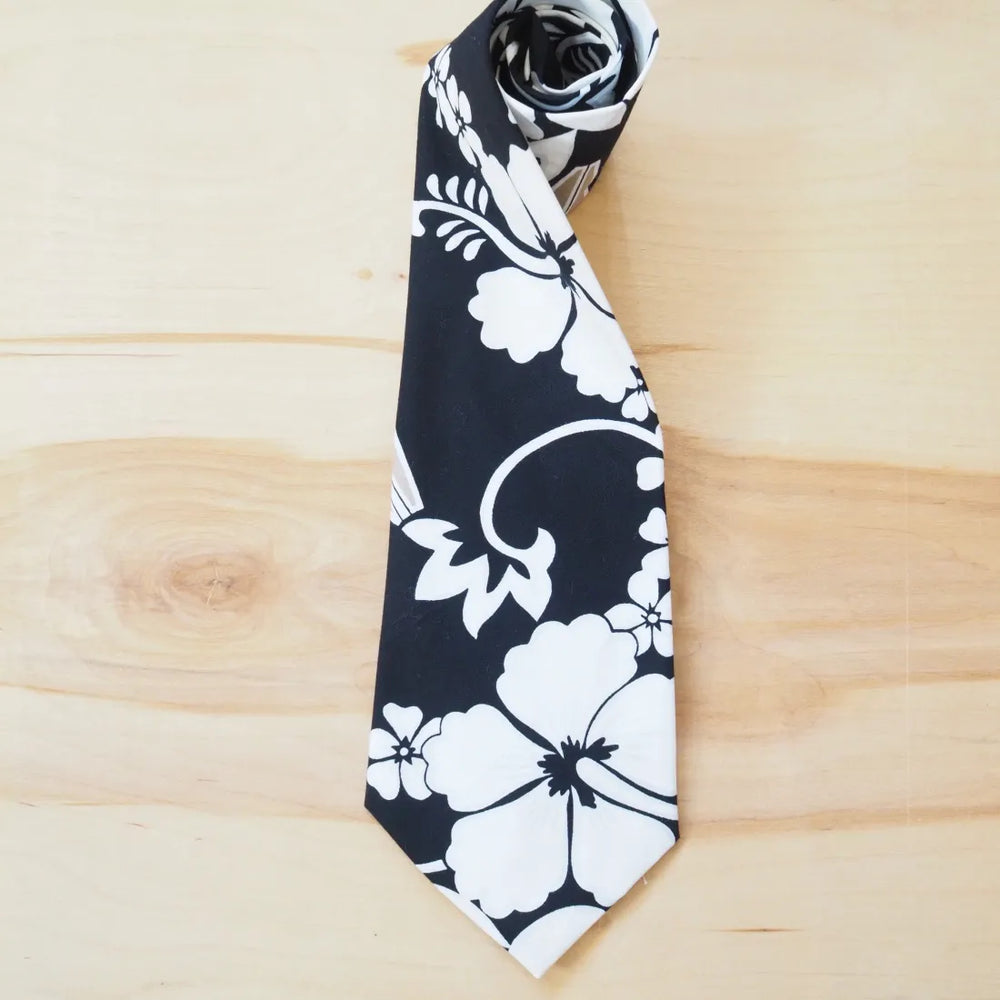 Black Puna Hawaiian Necktie - Made in Hawaii