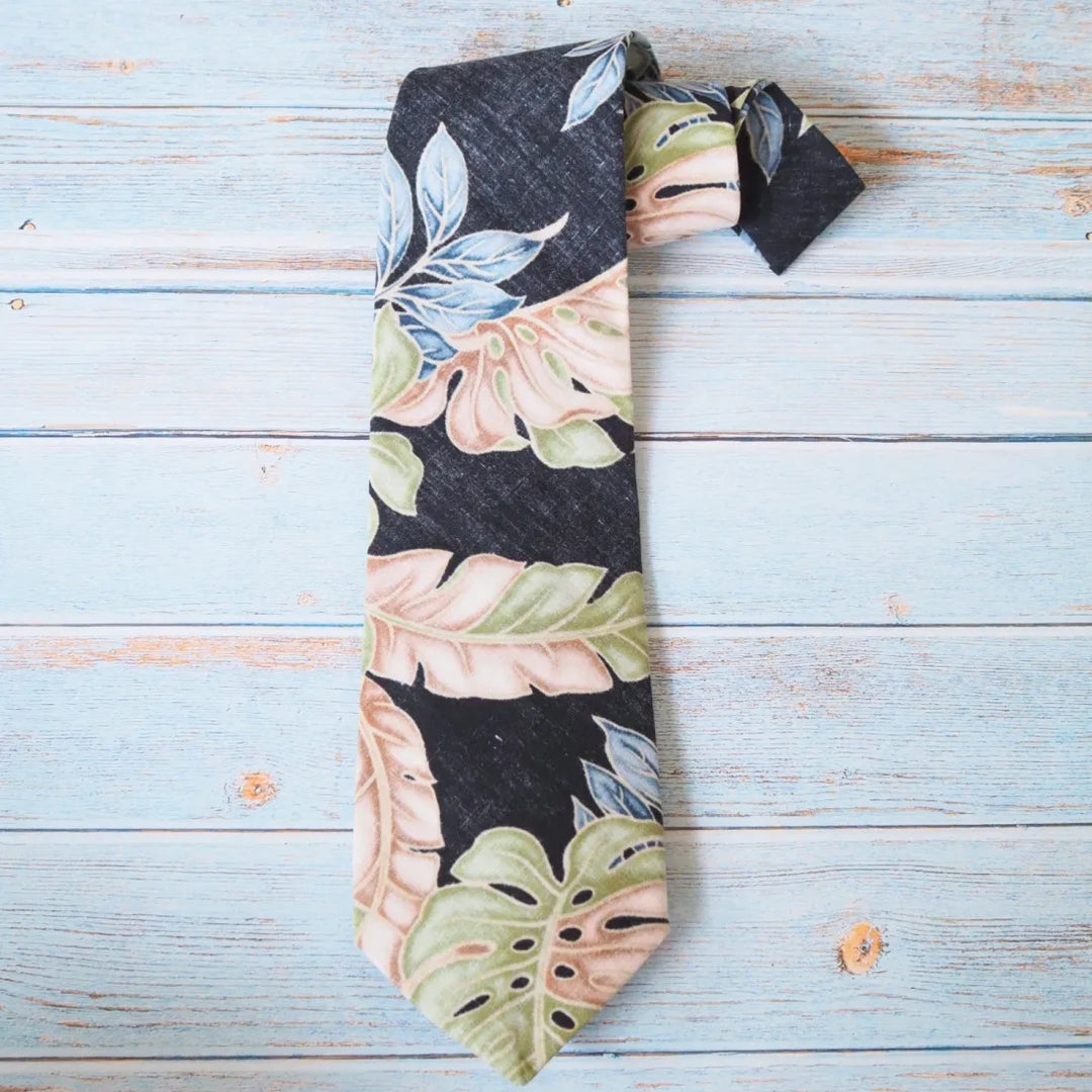 Black Shadow Fern Hawaiian Necktie - Made in Hawaii