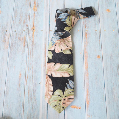 Black Shadow Fern Hawaiian Necktie - Made In Hawaii