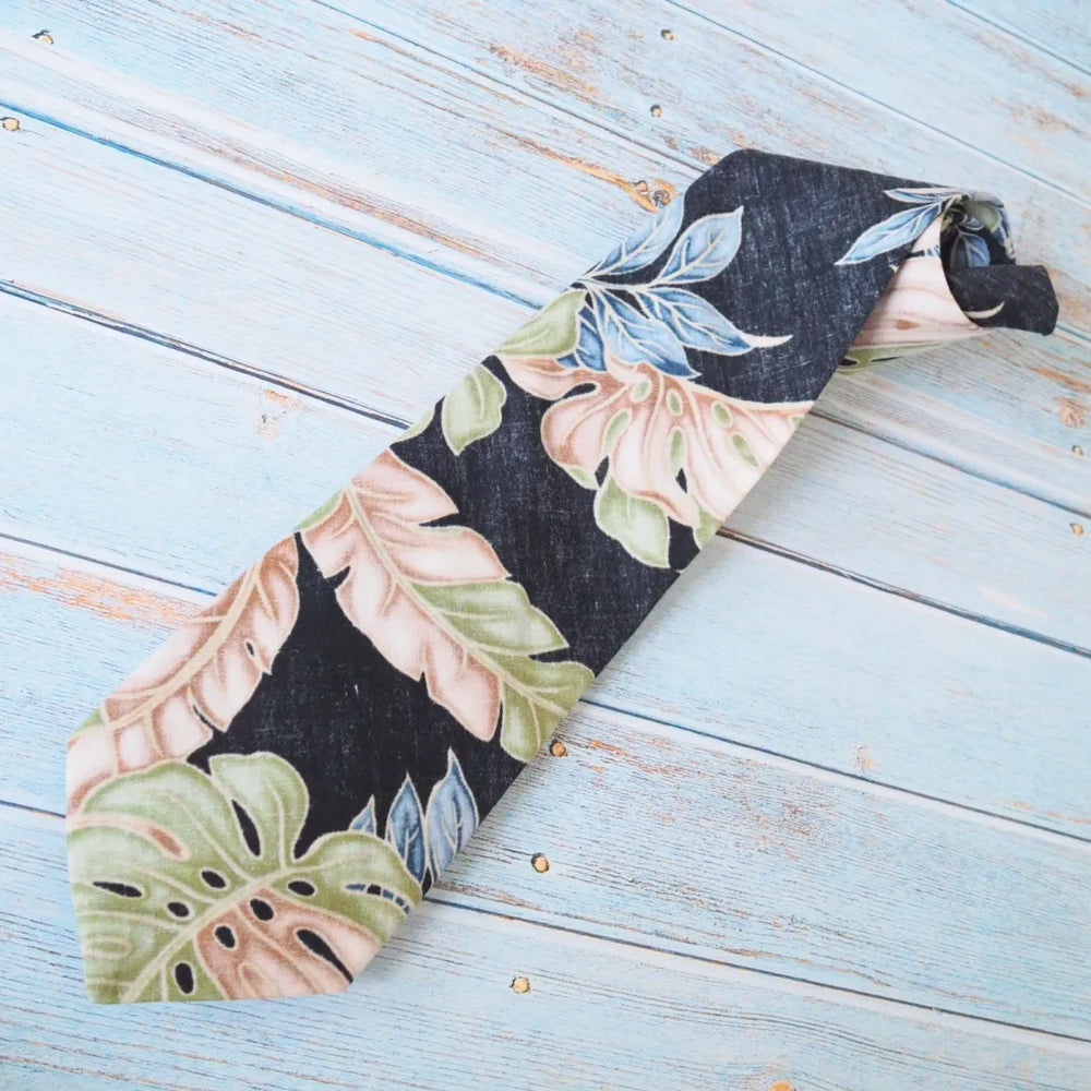 Black Shadow Fern Hawaiian Necktie - Made in Hawaii