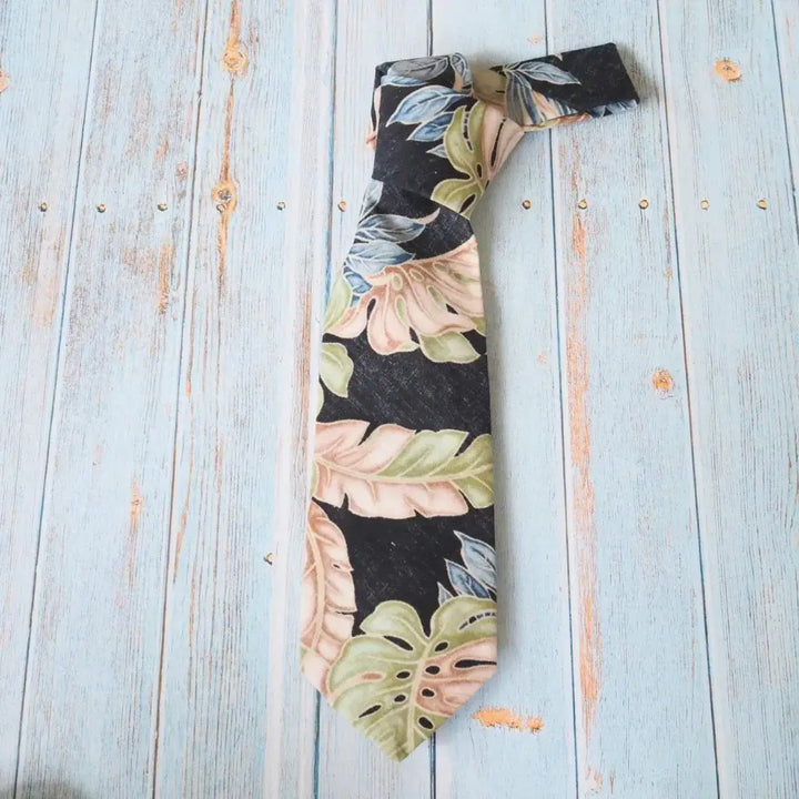 Black Shadow Fern Hawaiian Necktie - Made in Hawaii