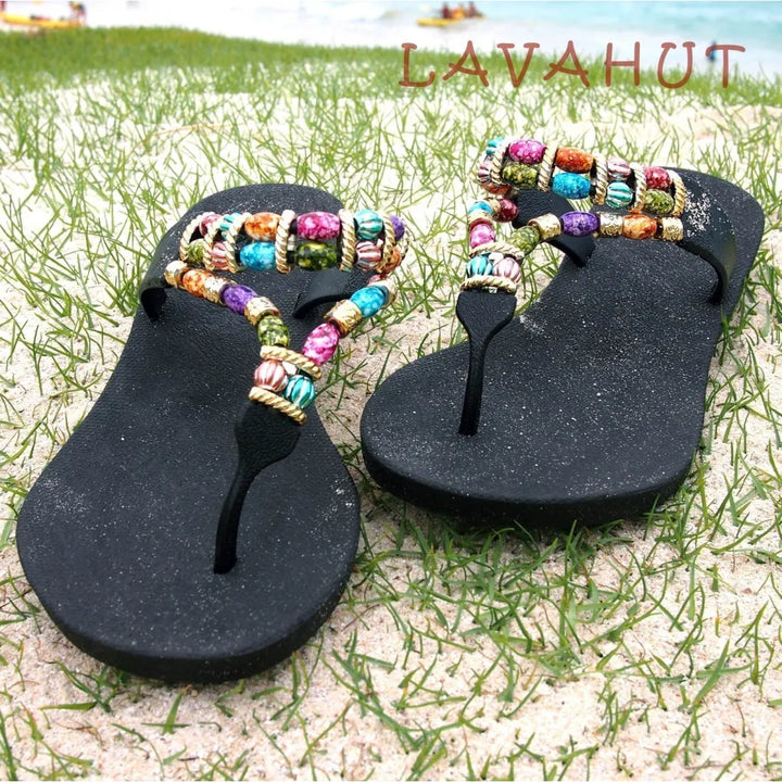 Black Sparkle Karma™ - Pali Hawaii Sandals - Made in Hawaii