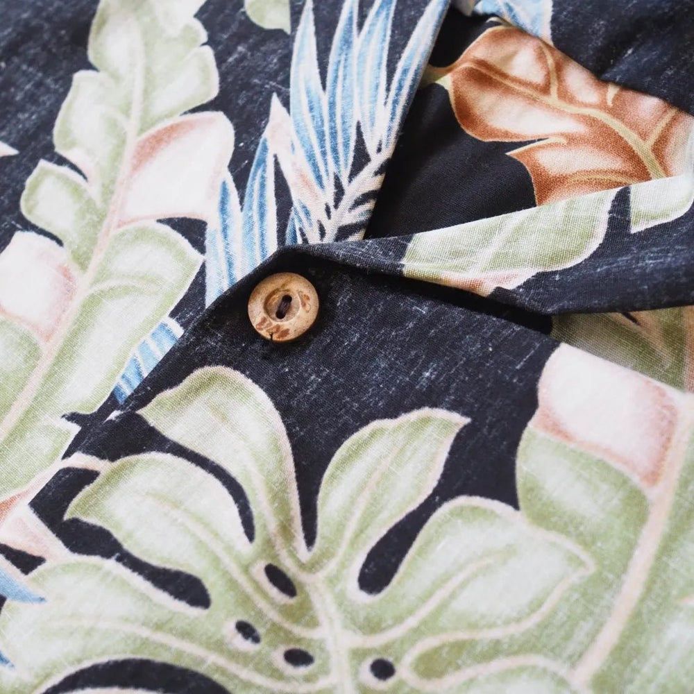 Black Waipio Hawaiian REVERSE Shirt – Authentic Hawaiian Reverse Men's Shirts by Lavahut
