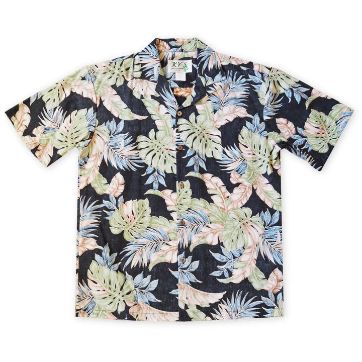 Black Waipio Hawaiian Reverse Shirt - Made in Hawaii