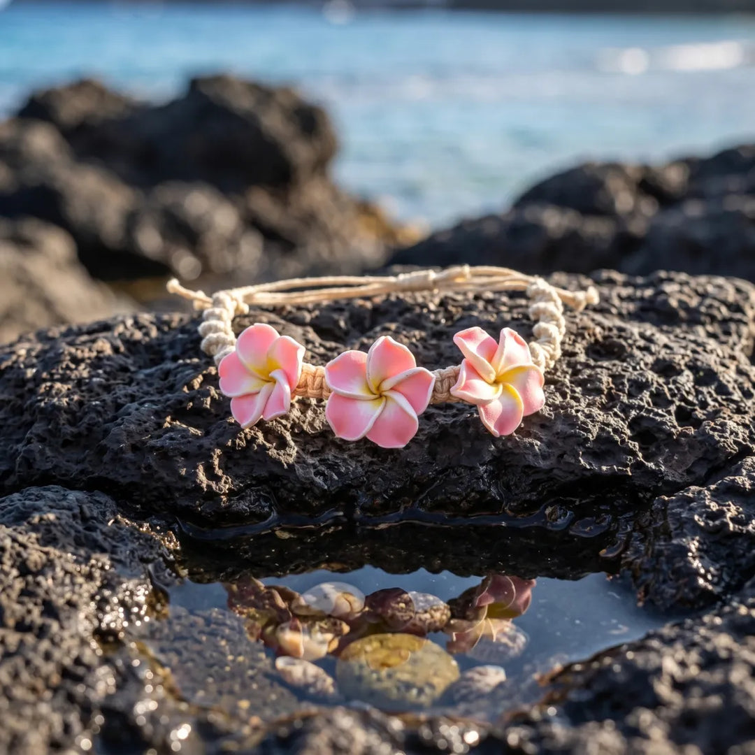Bliss Plumeria Light Pink Friendship Bracelet - Made in Hawaii