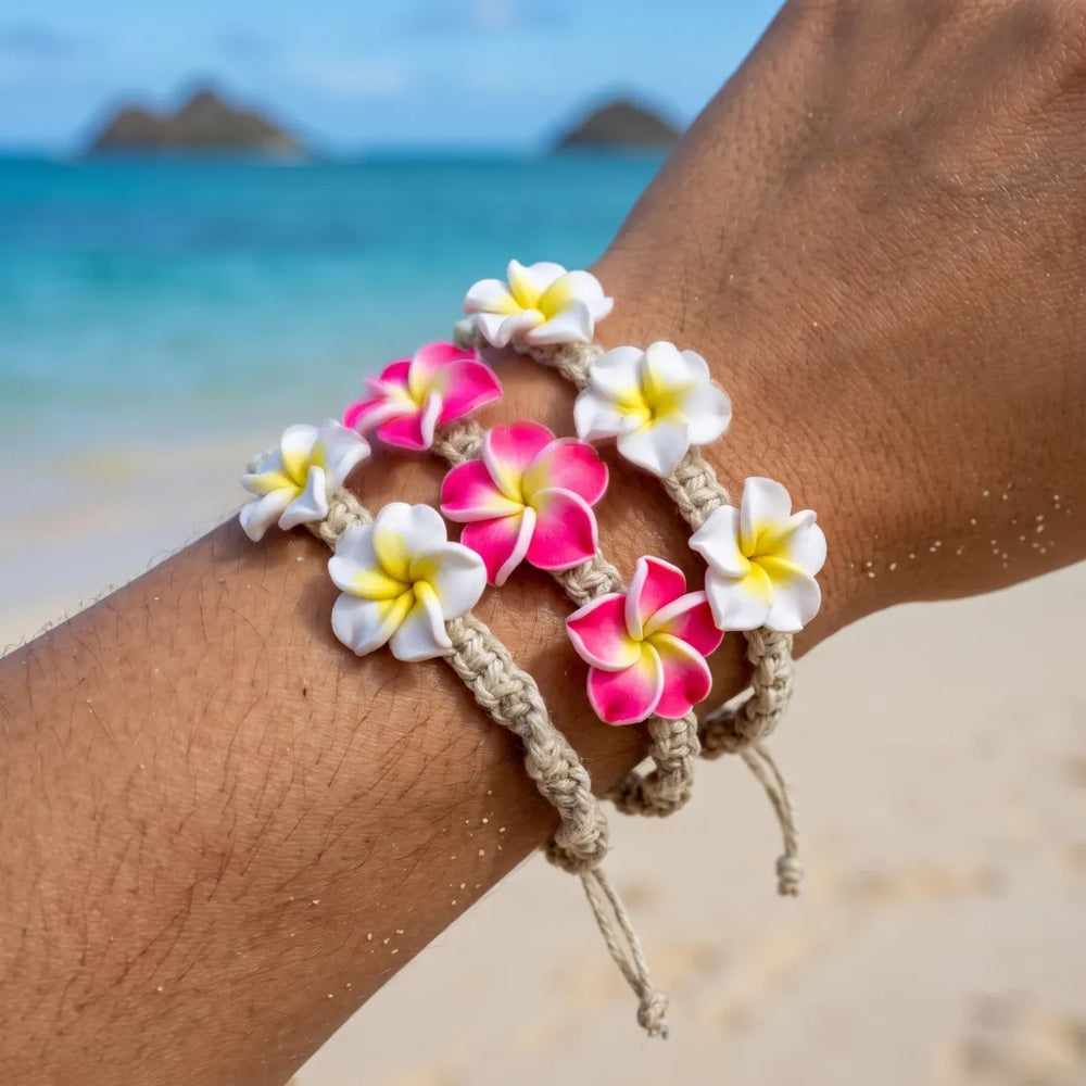 Bliss Plumeria Magenta Friendship Bracelet - Made in Hawaii